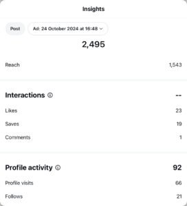 Snapshot of TEKSHAQQ’s Instagram BHM campaign insights in 2024