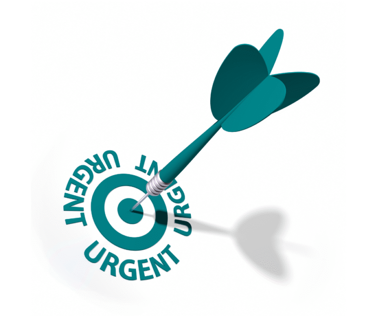 Arrow-in-a-bullseye-surrounded-by-the-word-urgent-3-times