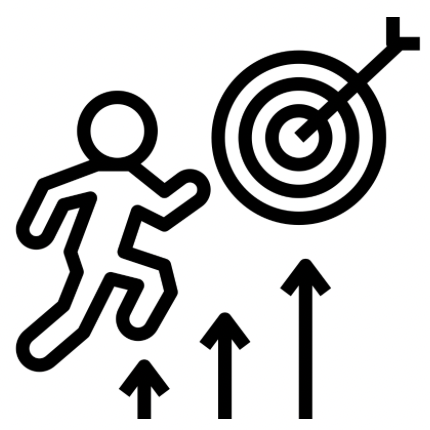 Drawing of a person running to a target