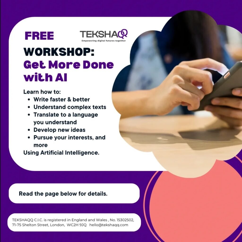 Flyer introducing the Get More Done with AI Workshop